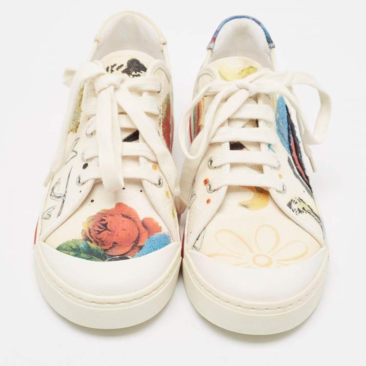 مملوكة مسبقًا Marc Jacobs Multicolor Canvas Flower Print Low Top Sneakers Size 37