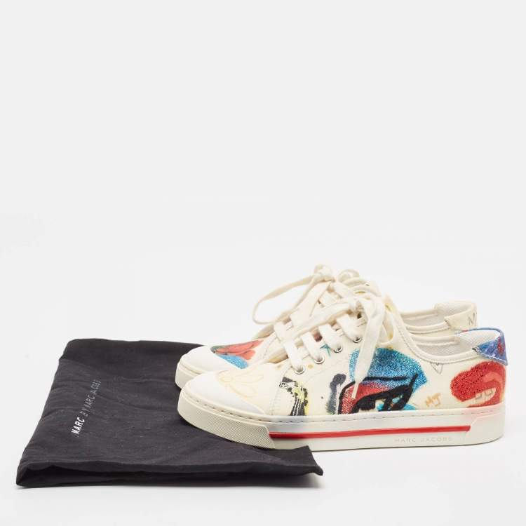 مملوكة مسبقًا Marc Jacobs Multicolor Canvas Flower Print Low Top Sneakers Size 37
