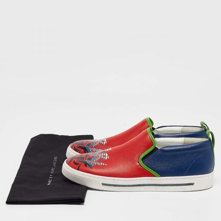 Pre Owned Marc by Marc Jacobs Red Leather Slip On Sneakers Size 40