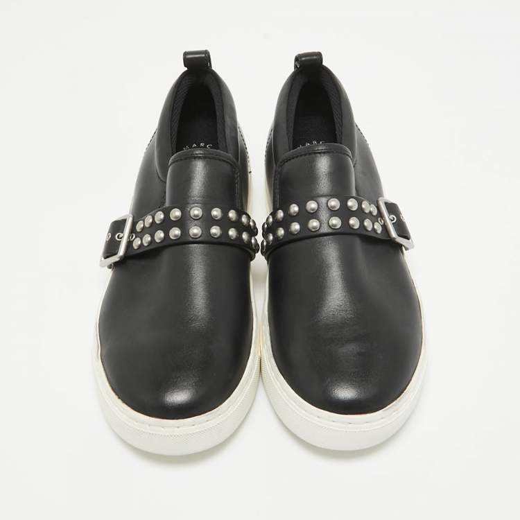 Pre Owned Marc by Marc Jacobs Black Leather Slip On Sneakers Size 37