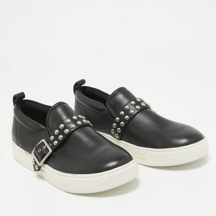 Pre Owned Marc by Marc Jacobs Black Leather Slip On Sneakers Size 37