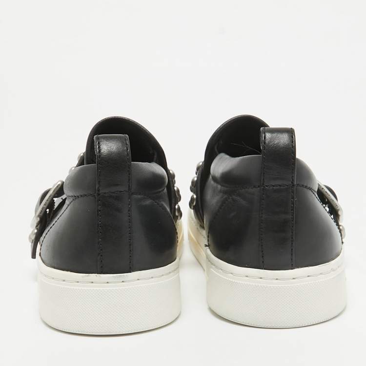 Pre Owned Marc by Marc Jacobs Black Leather Slip On Sneakers Size 37