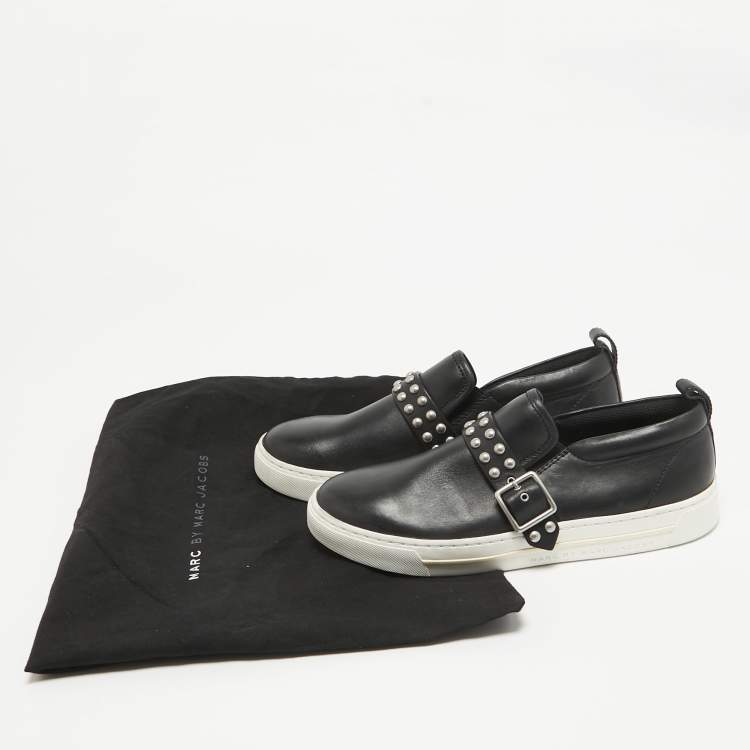 Pre Owned Marc by Marc Jacobs Black Leather Slip On Sneakers Size 37