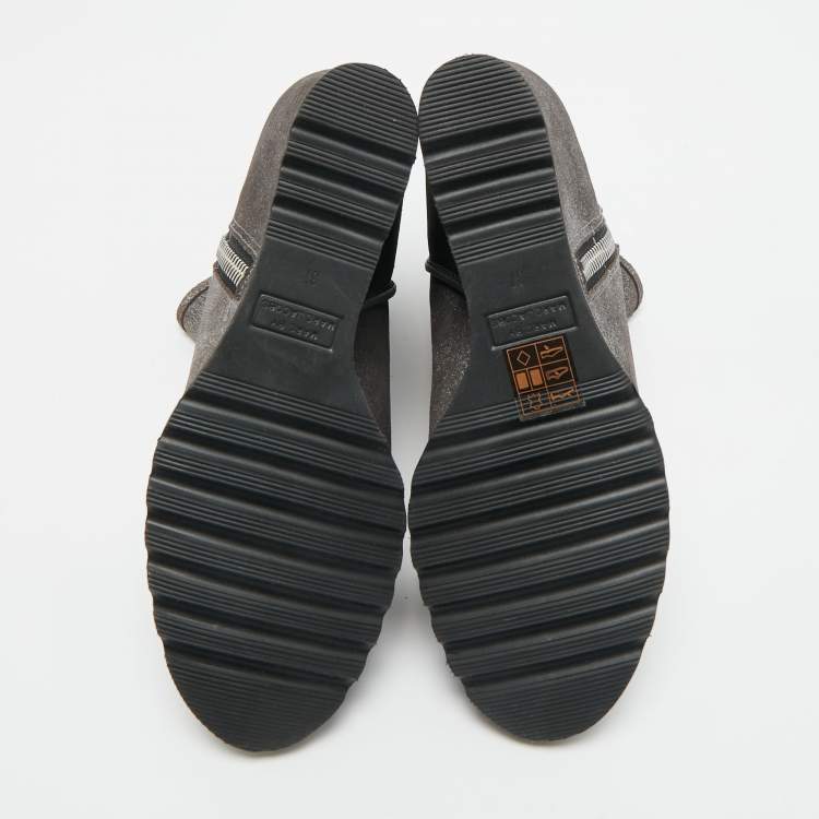 Pre Owned Marc by Marc Jacobs Silver Suede Ankle Length Boots Size 37