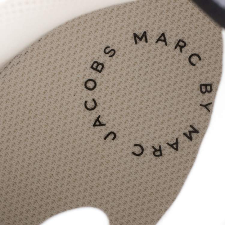 Pre Owned Marc by Marc Jacobs Monochrome Leather And  Mesh High Top Sneakers Size 38
