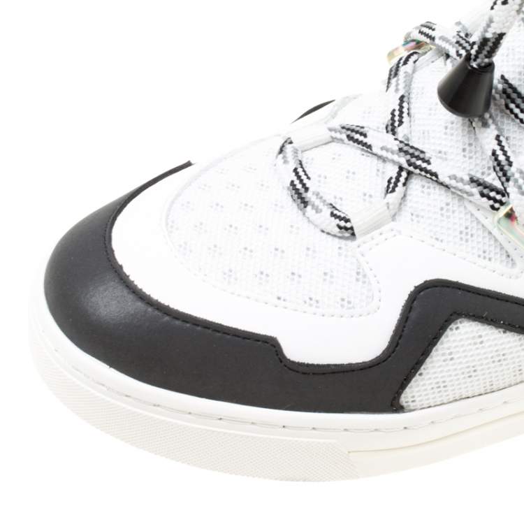 Pre Owned Marc by Marc Jacobs Monochrome Leather And  Mesh High Top Sneakers Size 38