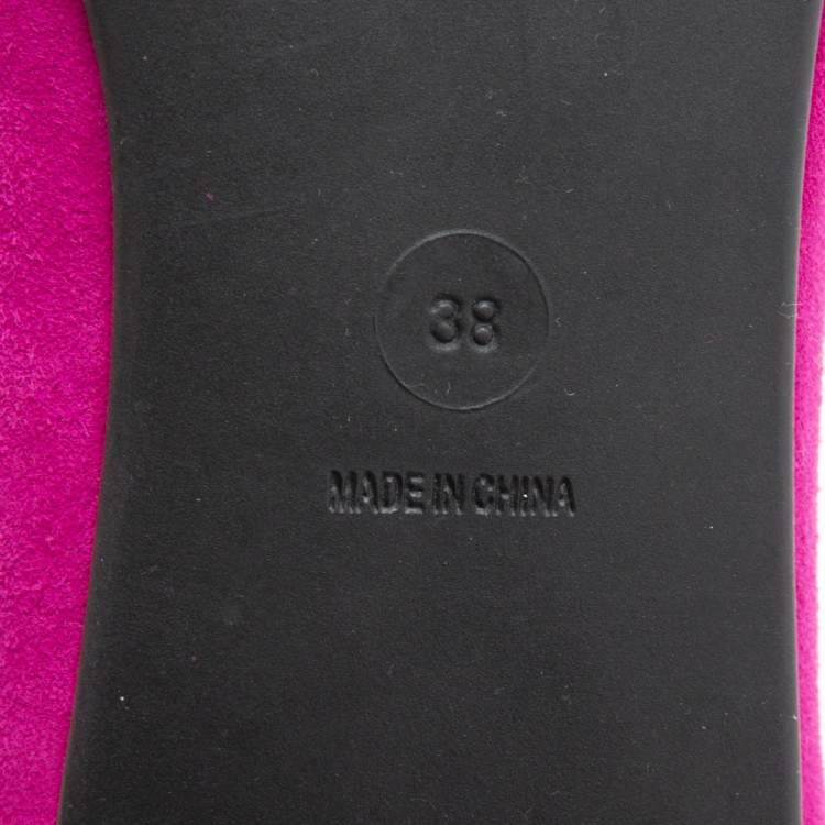 Pre Owned Marc by Marc Jacobs Magenta Suede Chain Bow Ballet Flats Size 38