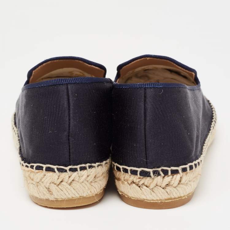 Pre Owned Marc by Marc Jacobs Navy Blue Satin Sleeping Mouse Flat Espadrilles Size 36