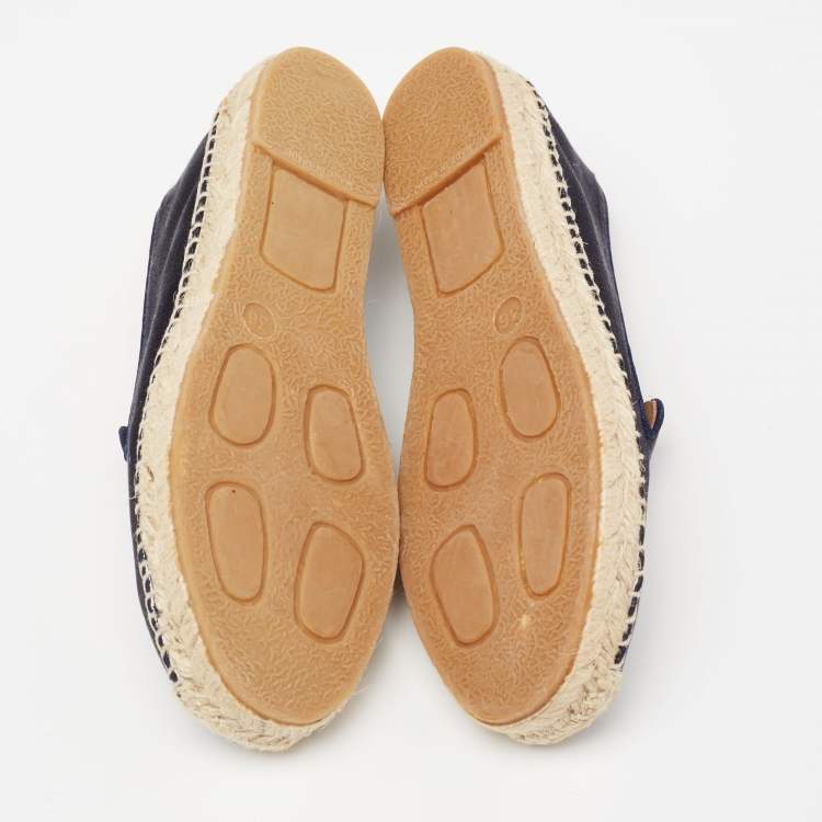 Pre Owned Marc by Marc Jacobs Navy Blue Satin Sleeping Mouse Flat Espadrilles Size 36