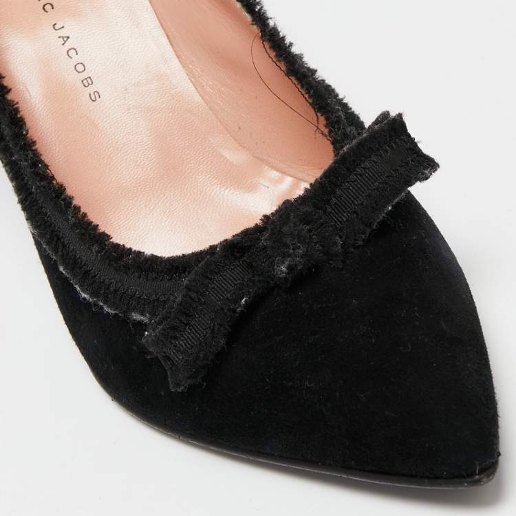 Pre Owned Marc by Marc Jacobs Black Suede Bow Pointy Pumps Size 40