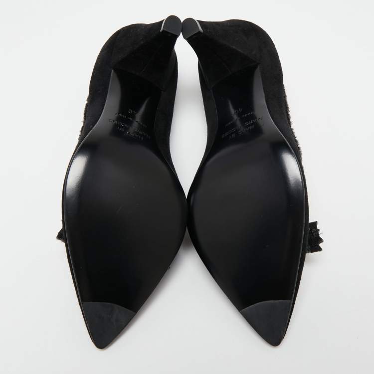 Pre Owned Marc by Marc Jacobs Black Suede Bow Pointy Pumps Size 40