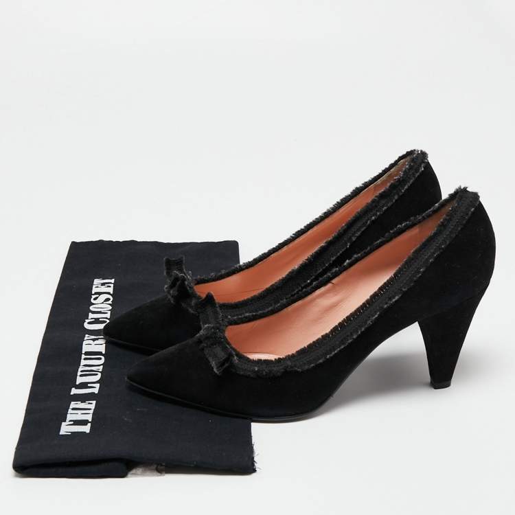 Pre Owned Marc by Marc Jacobs Black Suede Bow Pointy Pumps Size 40