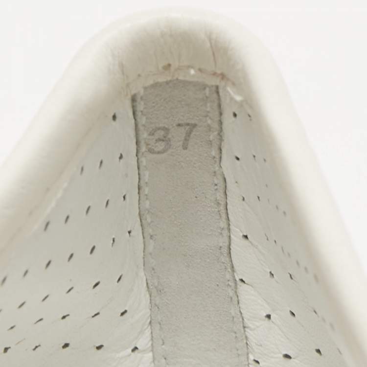 Pre Owned Marc by Marc Jacobs White Perforated Leather Mouse Ballet Flats Size 37