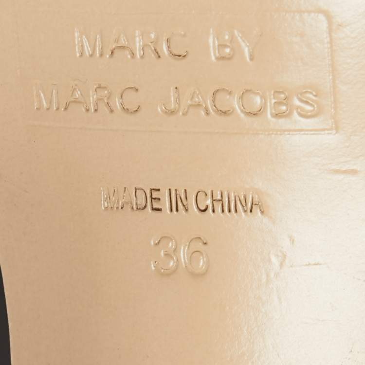 Pre Owned Marc by Marc Jacobs Black Leather Bow Platform Ankle Strap Sandals Size 36