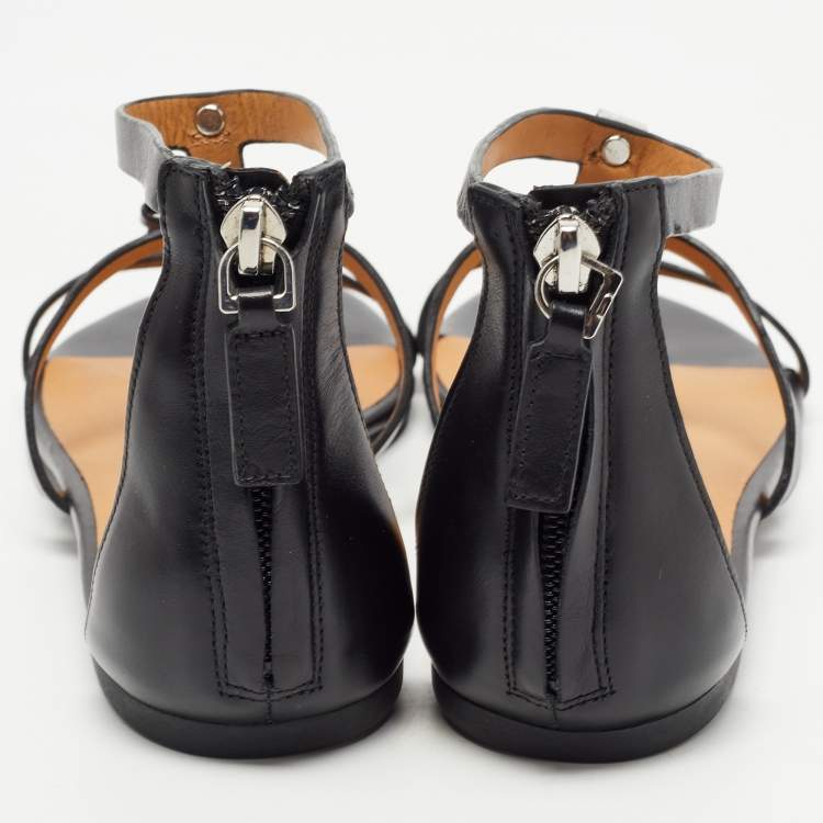 Pre Owned Marc by Marc Jacobs Black Leather Bow Flat Sandals Size 38