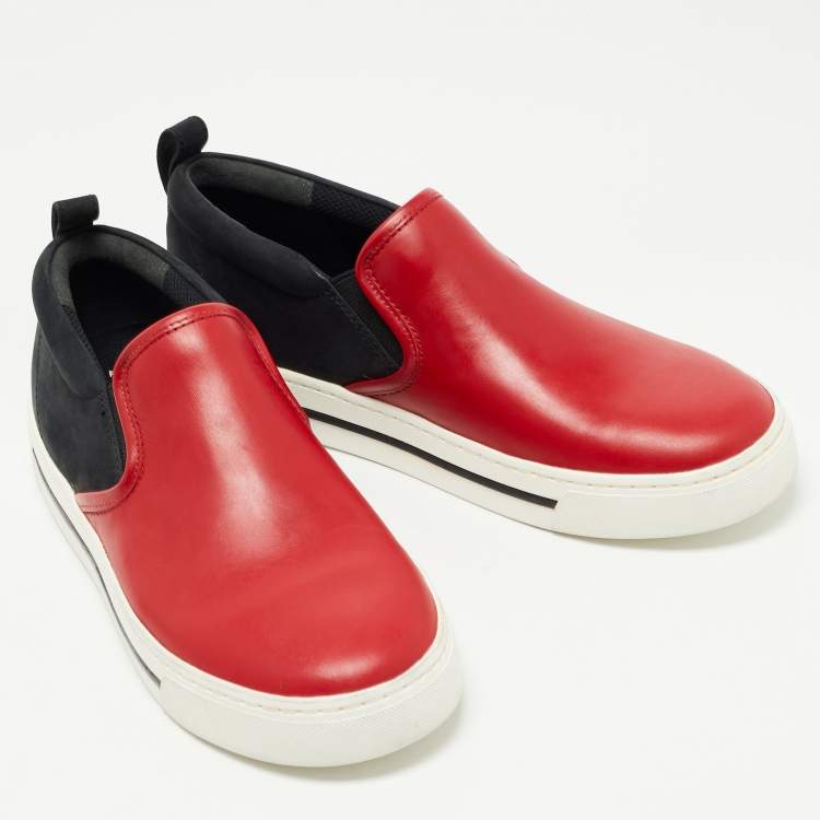 Pre Owned Marc by Marc Jacobs Red/Black Nubuck and Leather Broome Sneakers Size 37