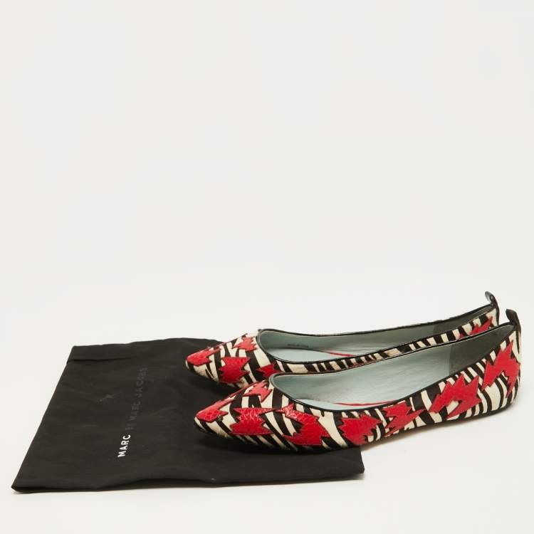 Pre Owned Marc By Marc Jacobs Multicolor Calf hair Joan Pointed Toe Ballet Flats Size 38