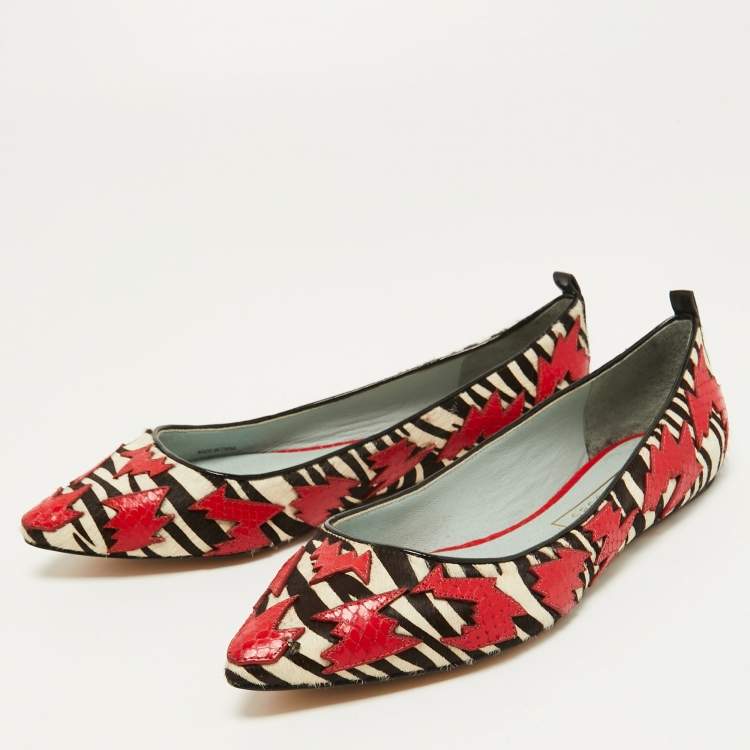 Pre Owned Marc By Marc Jacobs Multicolor Calf hair Joan Pointed Toe Ballet Flats Size 38