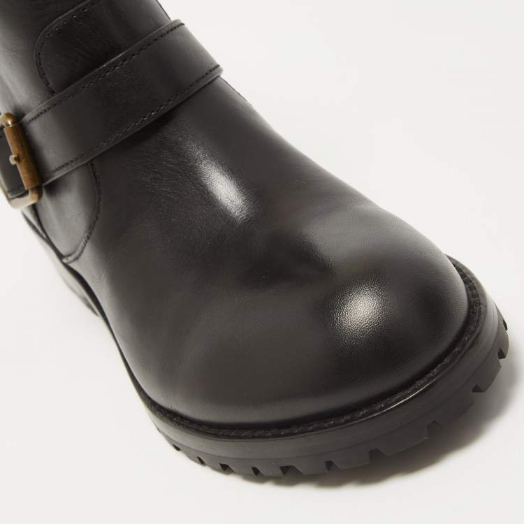 Pre Owned Marc by Marc Jacobs Black Leather Ankle Length Engineer Buckle Boots Size 38