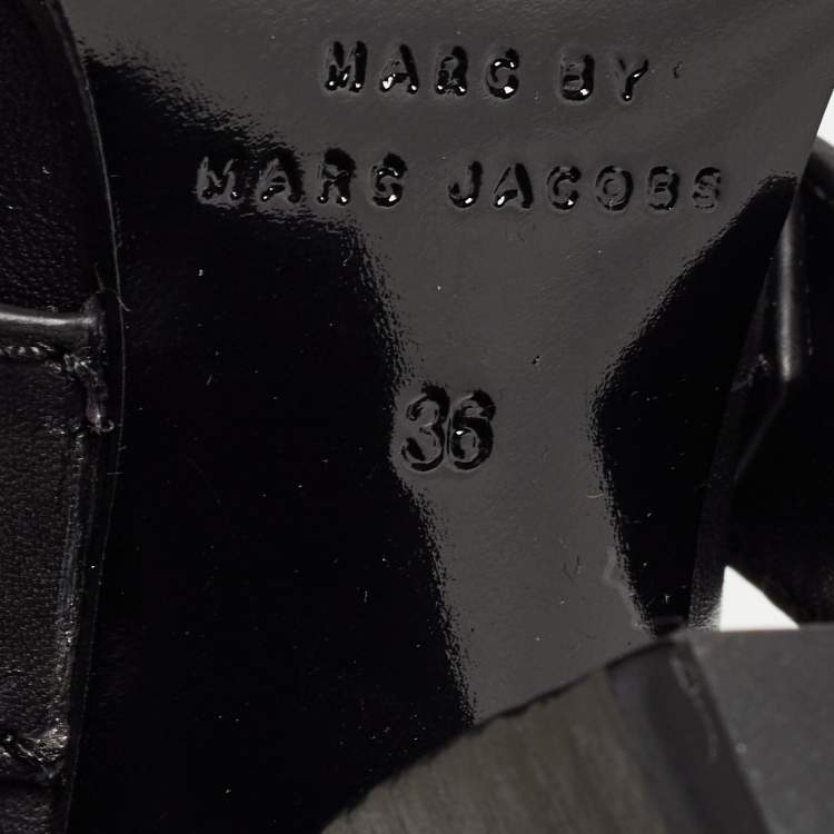 Pre Owned Marc by Marc Jacobs Black Leather Victorian Ankle Boots Size 36