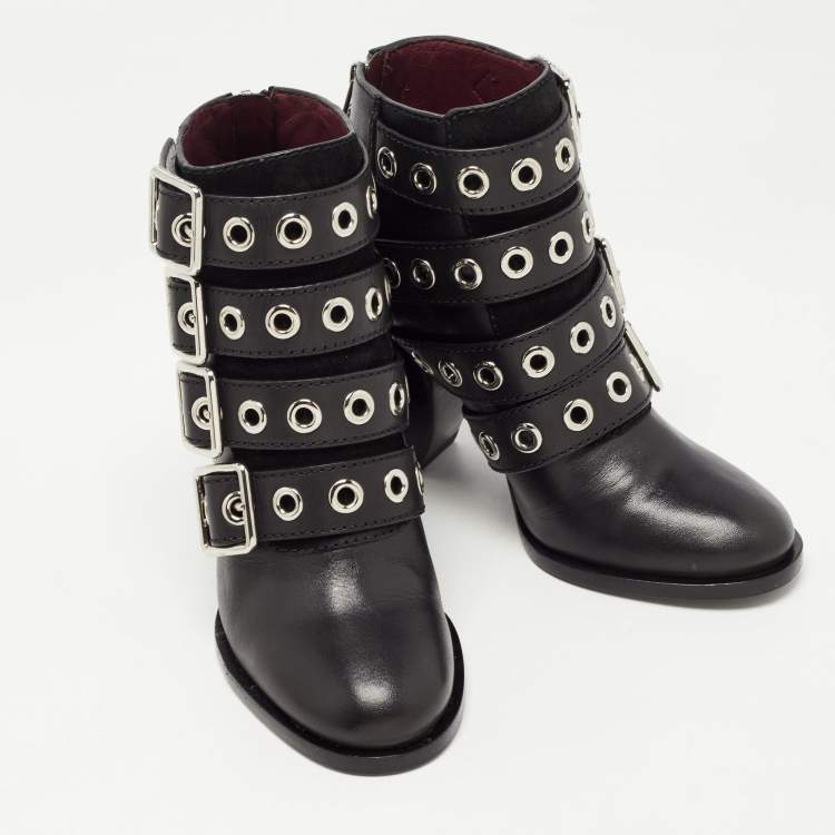 Pre Owned Marc by Marc Jacobs Black Leather Victorian Ankle Boots Size 36