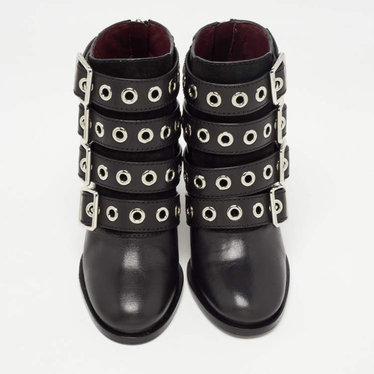 Pre Owned Marc by Marc Jacobs Black Leather Victorian Ankle Boots Size 36