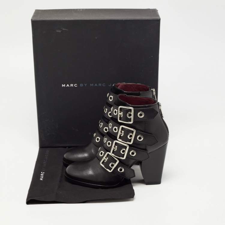 Pre Owned Marc by Marc Jacobs Black Leather Victorian Ankle Boots Size 36
