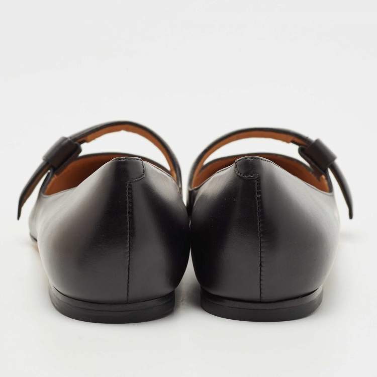 Pre Owned Marc by Marc Jacobs Black Leather Pointed Toe Ballet Flats Size 35