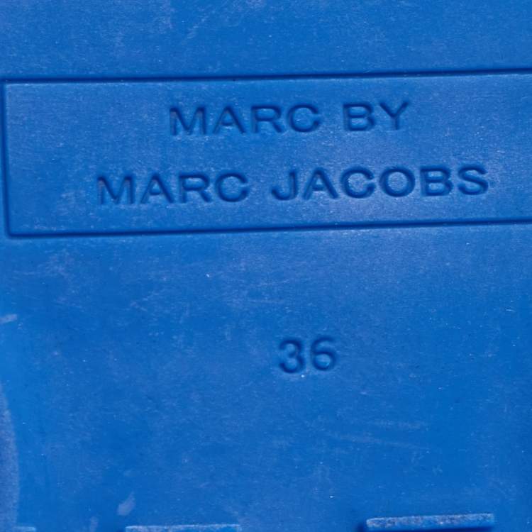 Pre Owned Marc by Marc Jacobs Blue/Red Leather Ninja Wave High Top Sneakers Size 36 