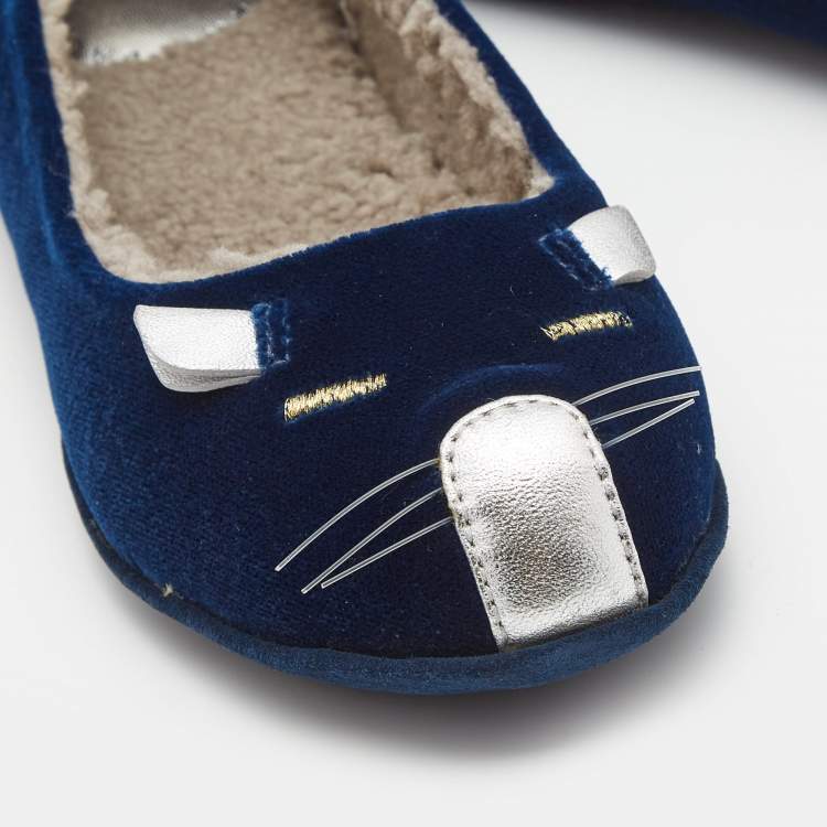 Pre Owned Marc by Marc Jacobs Blue Velvet Mouse Ballet Flats Size 36 
