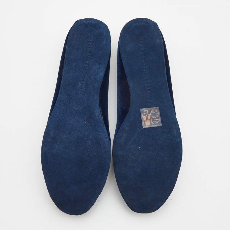 Pre Owned Marc by Marc Jacobs Blue Velvet Mouse Ballet Flats Size 36 