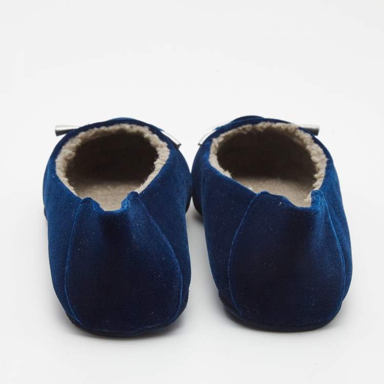 Pre Owned Marc by Marc Jacobs Blue Velvet Mouse Ballet Flats Size 36 