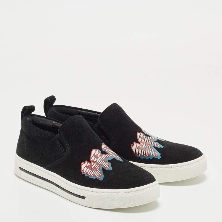 Pre Owned Marc By Marc Jacobs Black Suede GRRL Slip On Sneakers Size 37