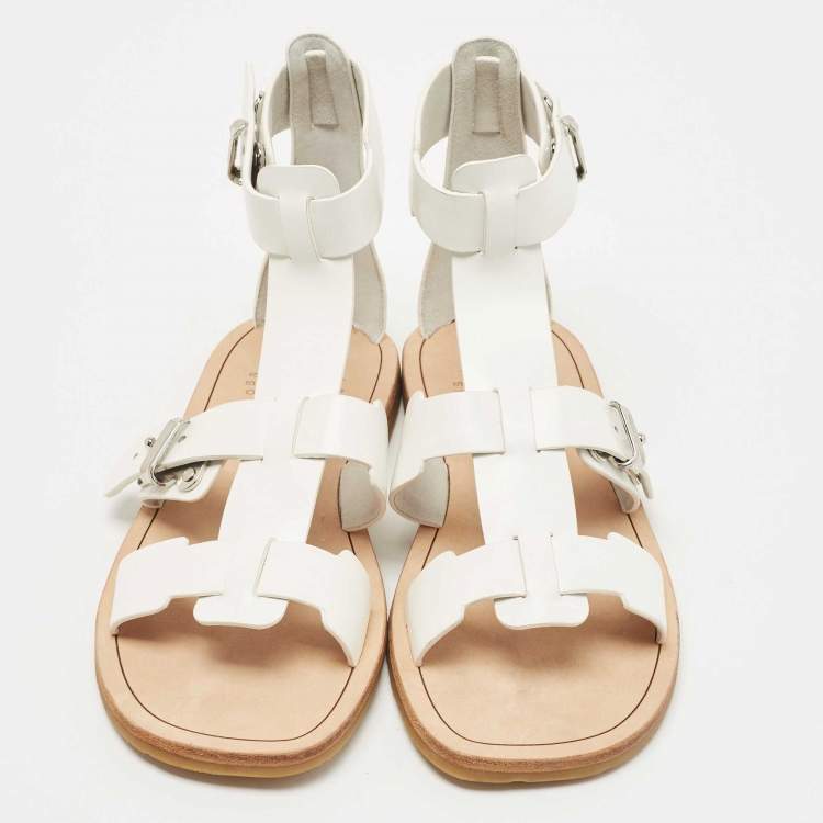 Pre Owned Marc by Marc Jacobs White Leather Ankle Strap Sandals Size 35
