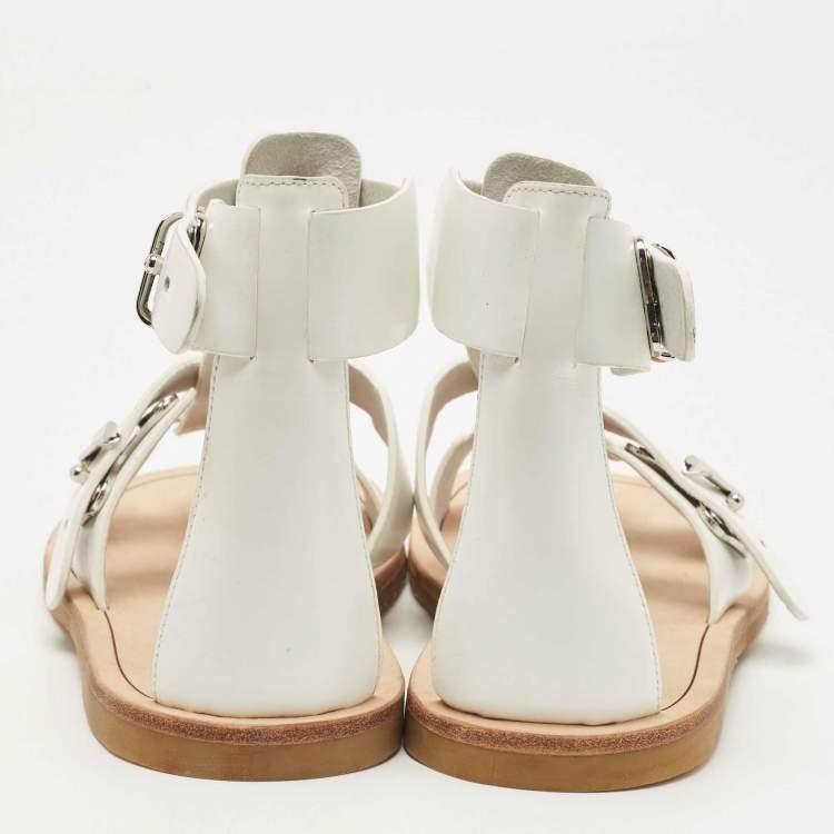Pre Owned Marc by Marc Jacobs White Leather Ankle Strap Sandals Size 35