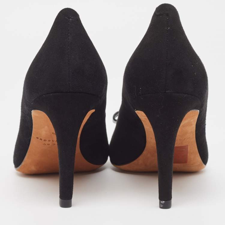 Pre Owned Marc by Marc Jacobs Black Suede Bow Pumps Size 37.5