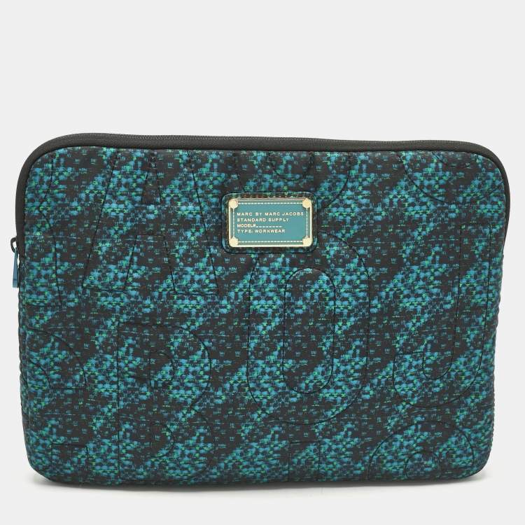 Pre Owned Marc by Marc Jacobs Black/Green Nylon Laptop Sleeve