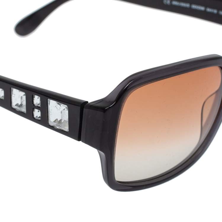 Pre Owned Marc by Marc Jacobs Grey Crystal Embedded/ Pink Gradient MMJ 053/S Square Sunglasses