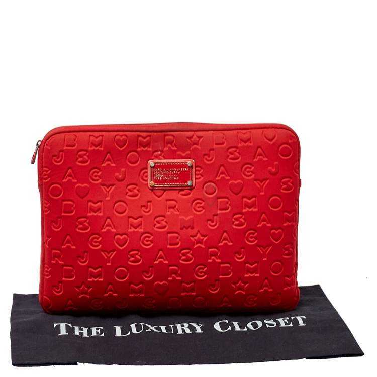 Pre Owned Marc by Marc Jacobs Red Polyester Dreamy Logo Laptop Case