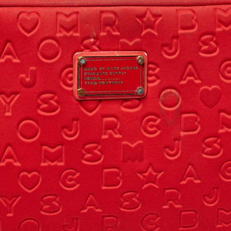 Pre Owned Marc by Marc Jacobs Red Polyester Dreamy Logo Laptop Case