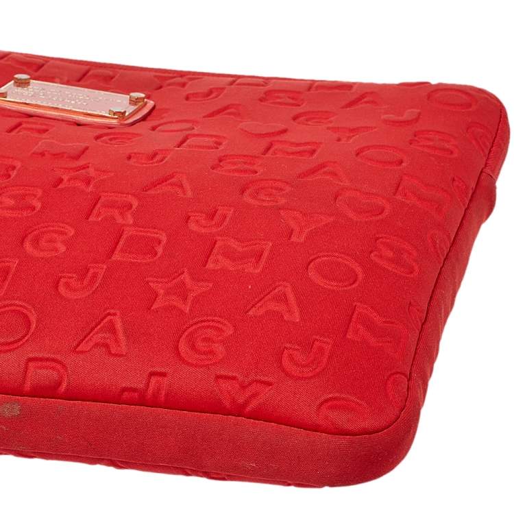 Pre Owned Marc by Marc Jacobs Red Polyester Dreamy Logo Laptop Case