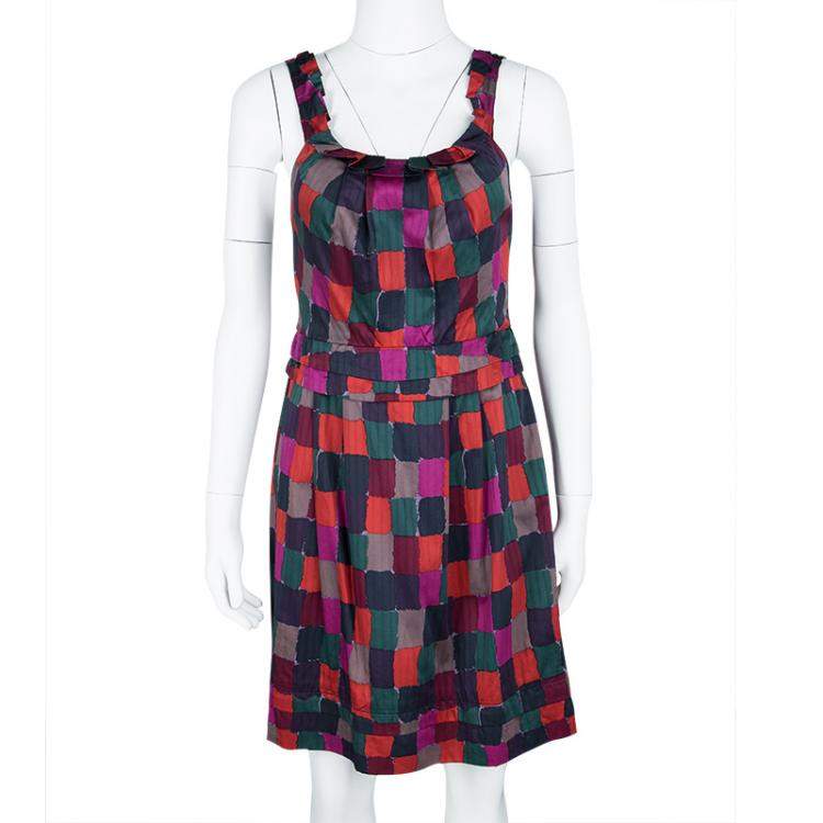 Pre Owned Marc by Marc Jacobs Multicolor Printed Cotton Tumbling Blocks Dress S