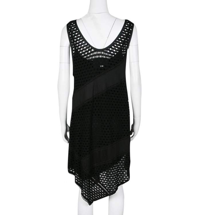 Pre Owned Marc By Marc Jacobs Black Eyelet Jersey Asymmetric Sleeveless Yuki Dress S