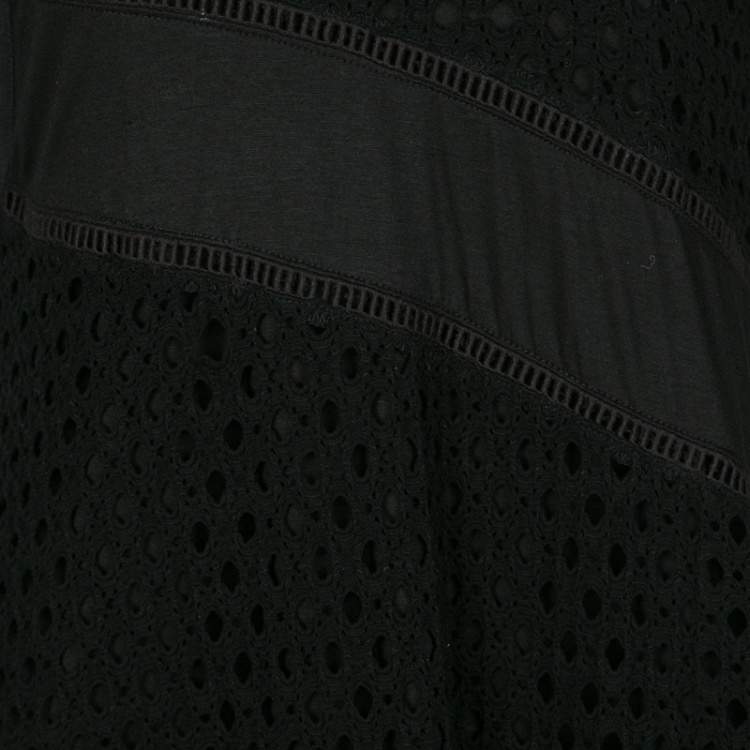 Pre Owned Marc By Marc Jacobs Black Eyelet Jersey Asymmetric Sleeveless Yuki Dress S