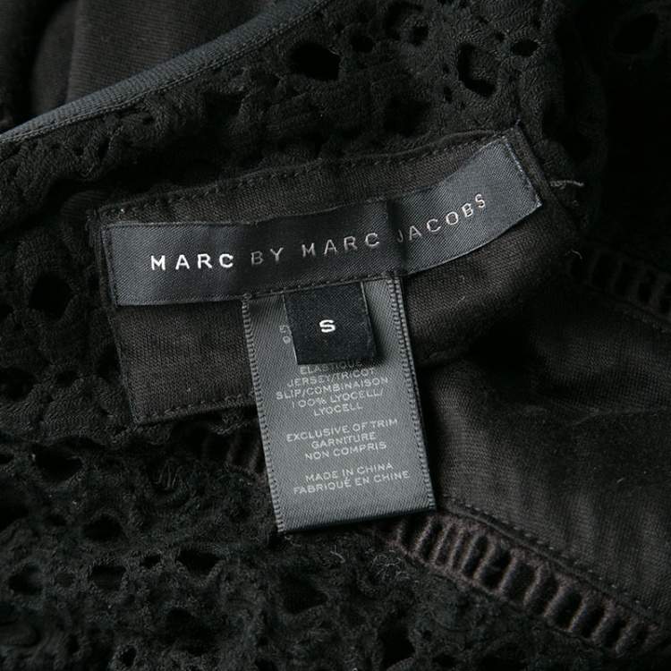 Pre Owned Marc By Marc Jacobs Black Eyelet Jersey Asymmetric Sleeveless Yuki Dress S