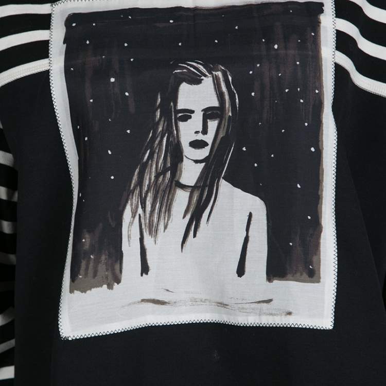 Pre Owned Marc by Marc Jacobs Monochrome Striped  Dreamy Rhea Print Sweatshirt L