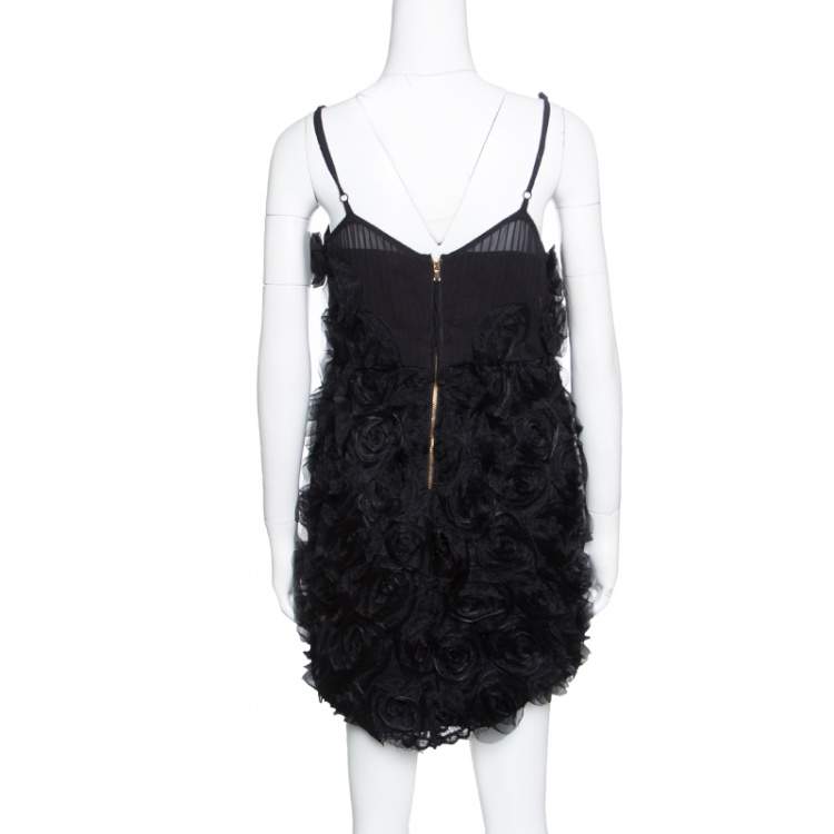Pre Owned Marc by Marc Jacobs Black Rosette Applique Silk Blend Mini Dress M