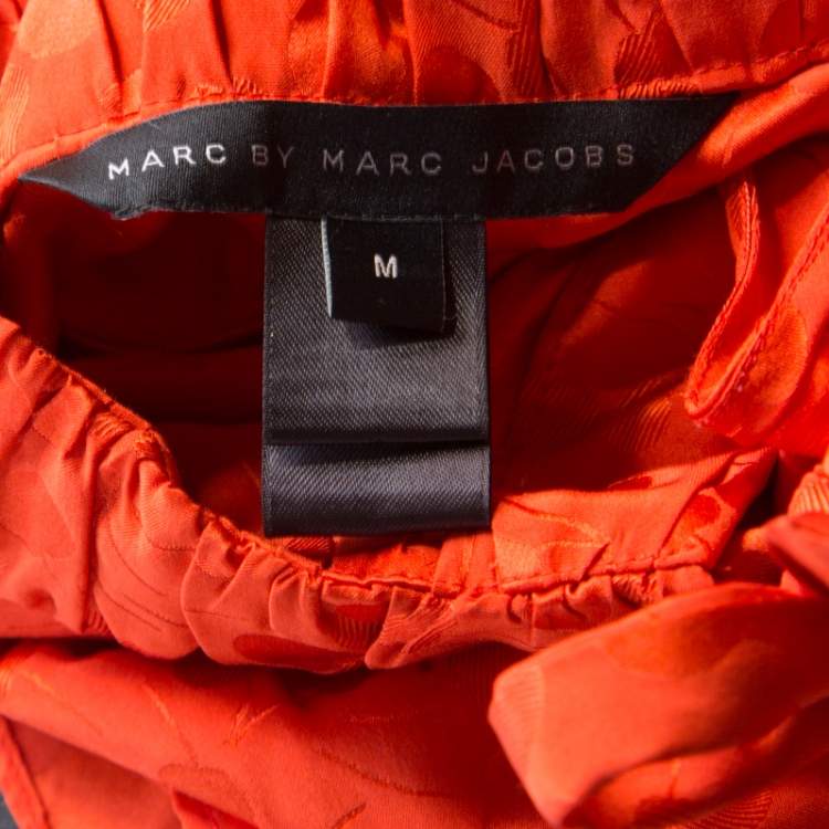 Pre Owned Marc by Marc Jacobs Red Wild Cherry Pattern Silk Jacquard Sleeveless Top M