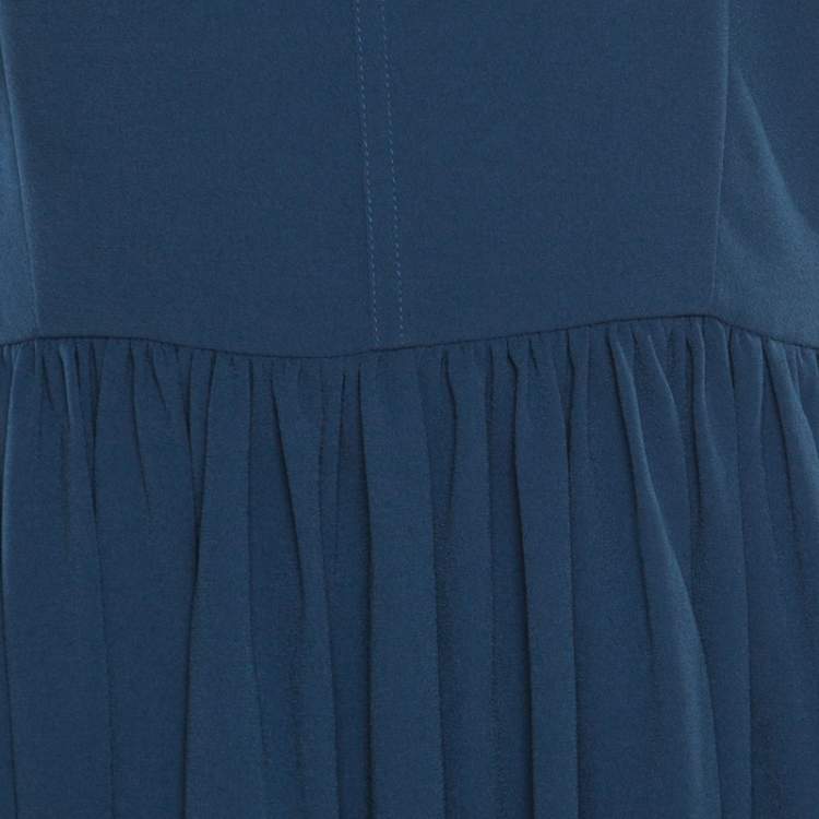 Pre Owned Marc by Marc Jacobs Deep Blue Half Collar Detail Crepe Yumi Dress S