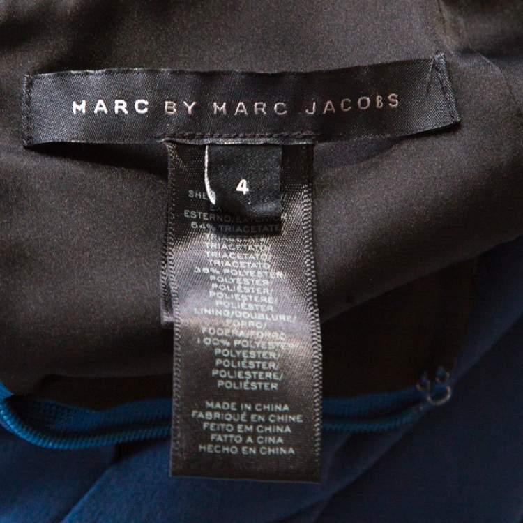 Pre Owned Marc by Marc Jacobs Deep Blue Half Collar Detail Crepe Yumi Dress S
